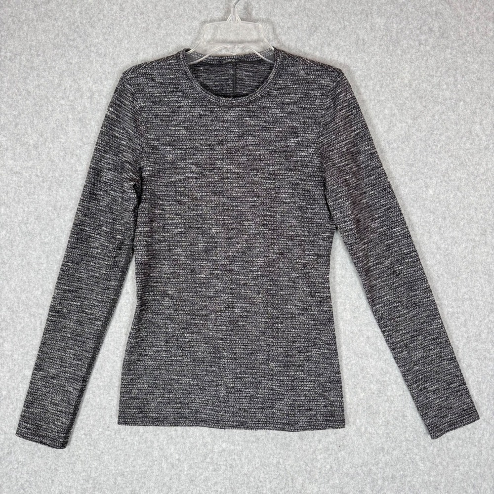 Lululemon Womens Kitsilano Long Sleeve Coco Pique Black White Size 4? No Tag EUC